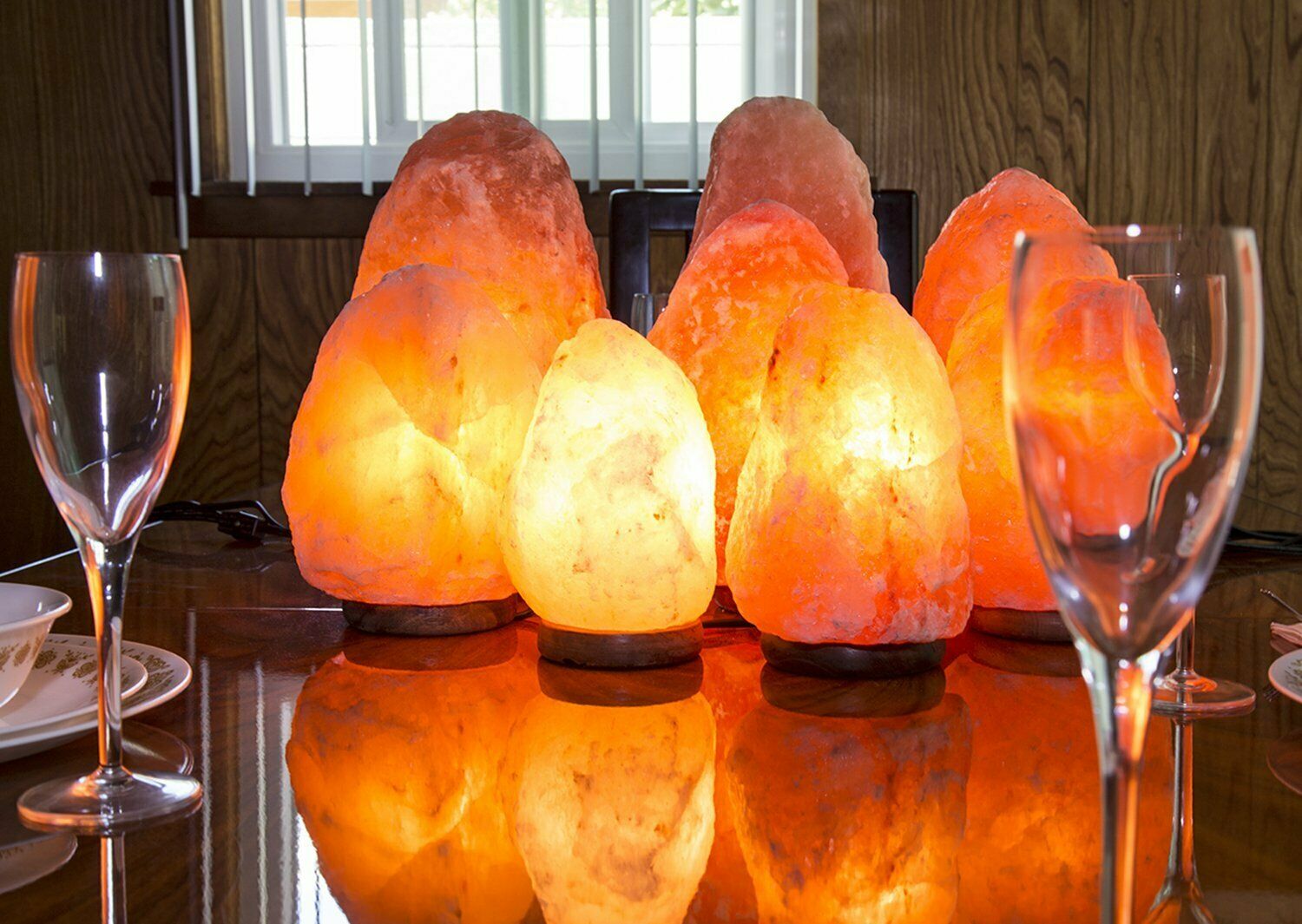2 Pcs Crafted Himalayan Salt Lamp Natural Shape 3-5 kg Including Cable + Bulb 