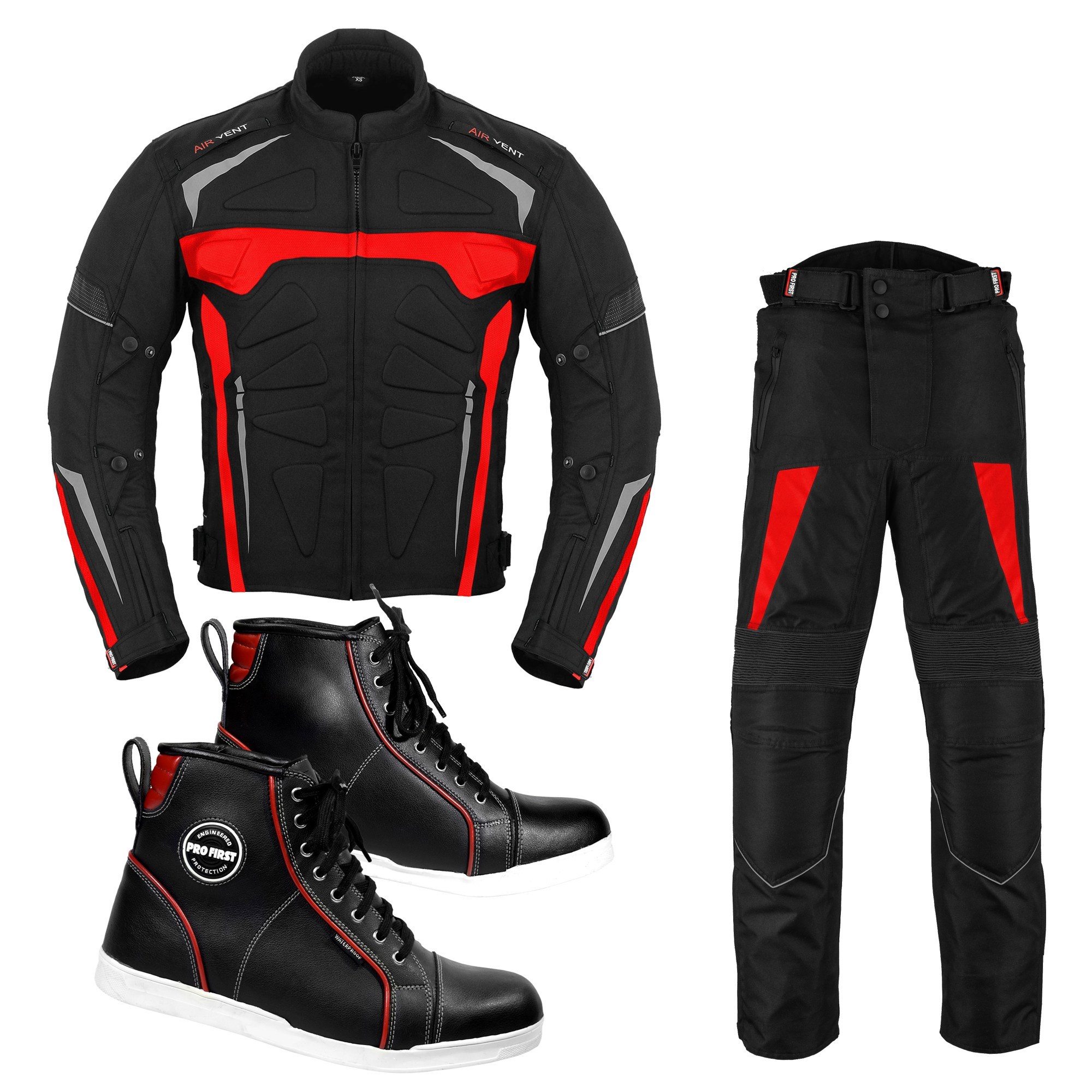 Moto Racing Gear :: MEGA DEALS :: PROFIRST CORDURA MOTO CON BOTAS DE PIEL (ROJO) - Valuesbig - Compras minoristas - de fábrica - ENVÍO GRATIS