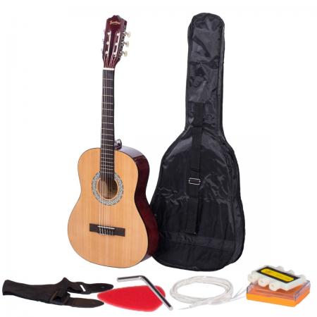 HEARTLAND 3/4 STUDENT BEGINNERS NYLON CLASSIC GUITAR PACK FINITION NATURELLE