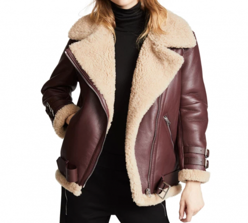 Ladies leather fur jacket