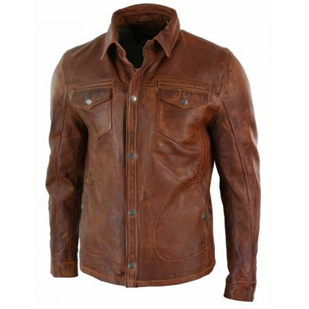 Vestes pour hommes fantaisie en cuir pur