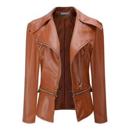 Women Leather Clothing Fashion Lady's PU Leather Jacket