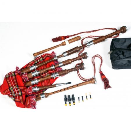 Highland Bagpipe, Natural Rosewood, Nickle Mounts, Tartan Cover Cord