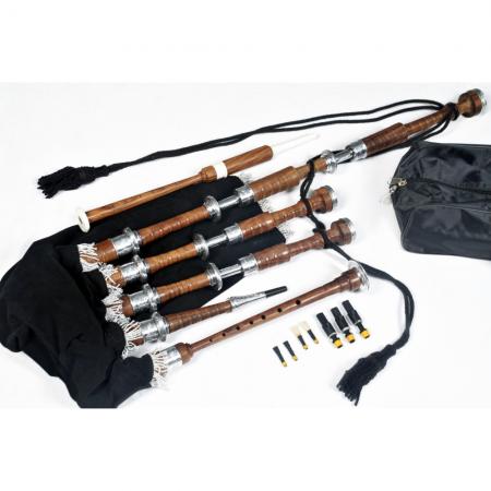 Highland Bagpipe - Natural Rosewood - Nickle Mounts - Velvet Cover Cord