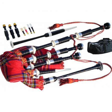 Highland Bagpipes Reittiere aus schwarzem Palisander, Elfenbein und Nickel