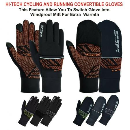 LIFE Men Women Running Gloves convertible Race hybrid Cycling ✅2 IN 1 (GLOVE + MITT)✅TOUCH SCREEN✅SUPER GRIP