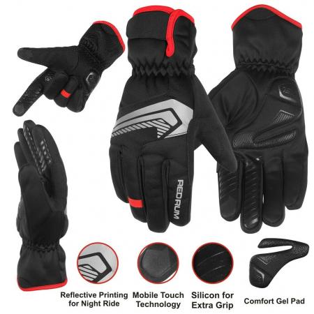 REDRUM Men Cycling gloves touch screen Reflective bike MTB Bicycle BMX OFF Road