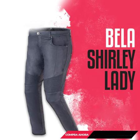 Bela Shirley Lady Motorcycle Jeans Wax Coated Grey