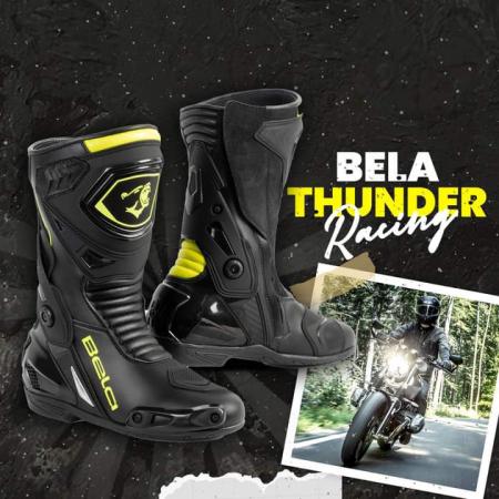 Bela Thunder Racing Boots for Men – Black / Yellow Fluor