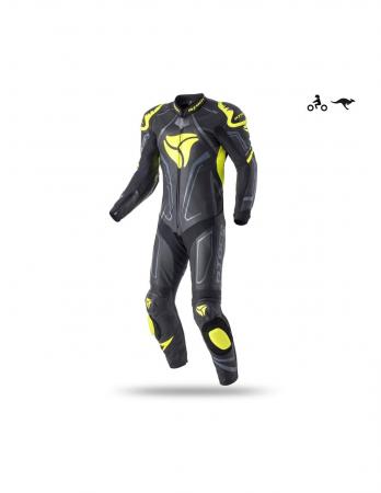 R-Tech Rising Star Motorcycle Leather Racing Suit Black/Yellow