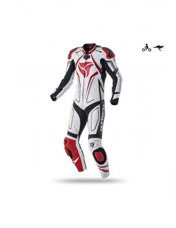 R-Tech Rising Star Motorrad Leder Rennanzug weiß / schwarz / rot