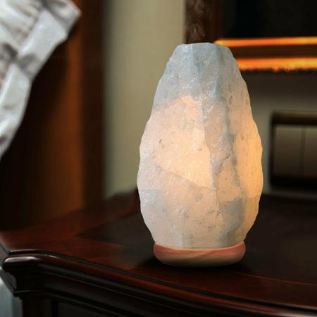 Lámpara de sal blanca grande del Himalaya 100% auténtica roca de cristal natural de alta calidad