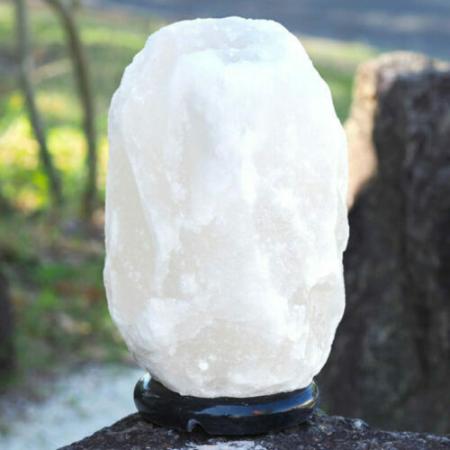 Himalayan Crystal Rock Salt Lamp Rare White Natural Shape Electric Wire & Bulb