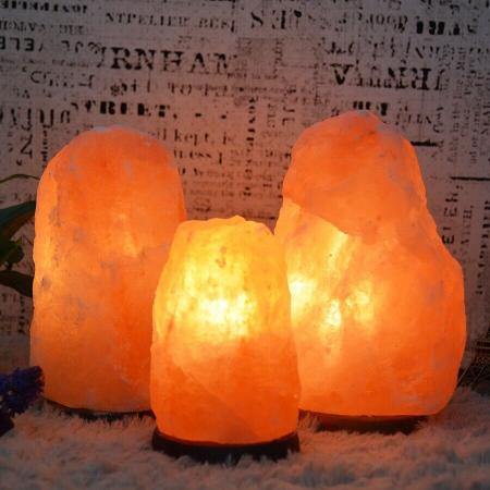 Natural Himalayan Salt Lamp Crystal Rock Salt Night Light with Wood Base & Bulb