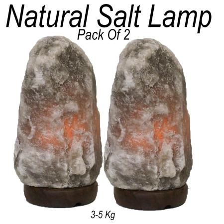 Grey 2 Pcs 3-5 KG 100% Authentic Natural Himalayan Salt Night Lamp Bulb & Cord