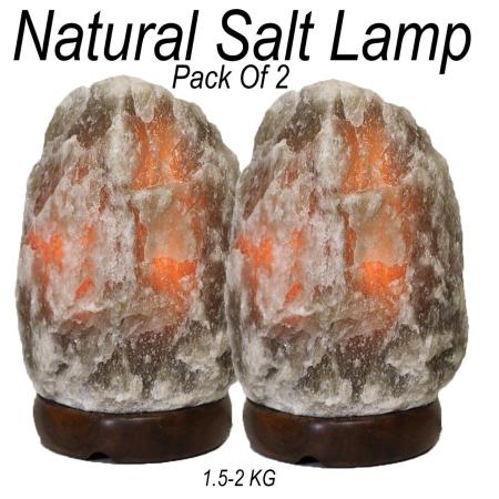 Grey 2 Pcs 1.5-2 KG 100% Authentic Natural Himalayan Salt Night Lamp Bulb & Cord