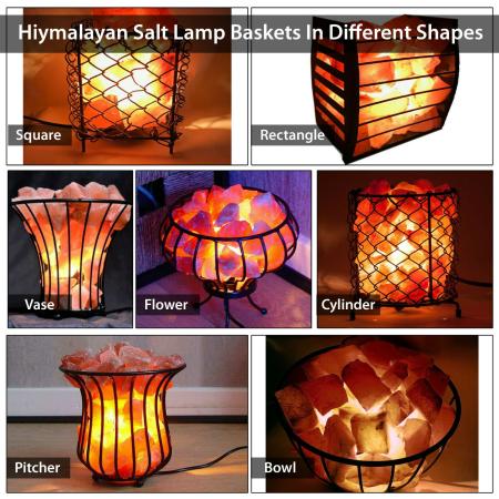 100% Natural Himalayan Pink Salt Lamp Baskets Crystal Rock Salt Lamp with Chunks