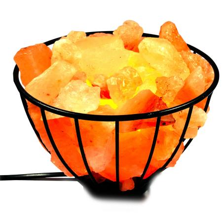 NEW Iron Basket Himalayan Salt Lamp Pink Crystal Rock Salt Lamp with Salt Chunks