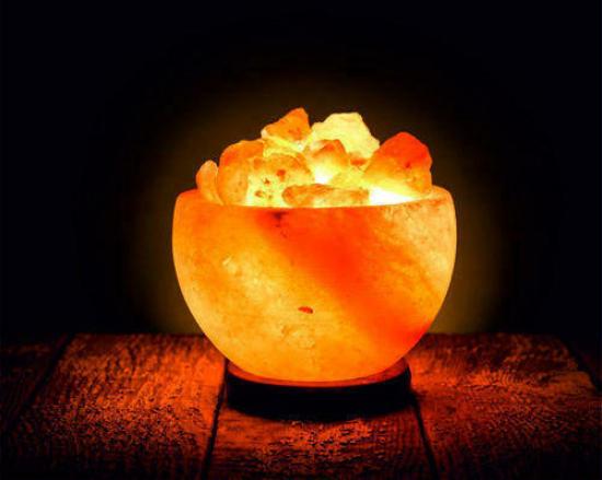Himalayan Salt Lamp Fire Bowl with Natural Rock Salt Chunks Wire & Bulb Included