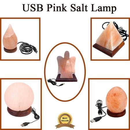 Natural Himalayan Pink Salt Lamp Color Changing USB Cable Included - LED Bulb