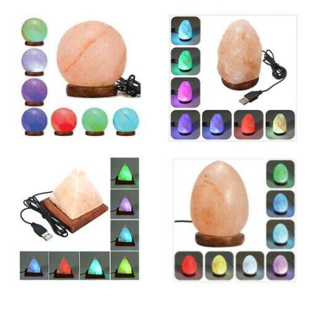 USB Pink Himalayan Salt Lamp 7 Colors Changing, Crystal Rock Natural Salt Lamps