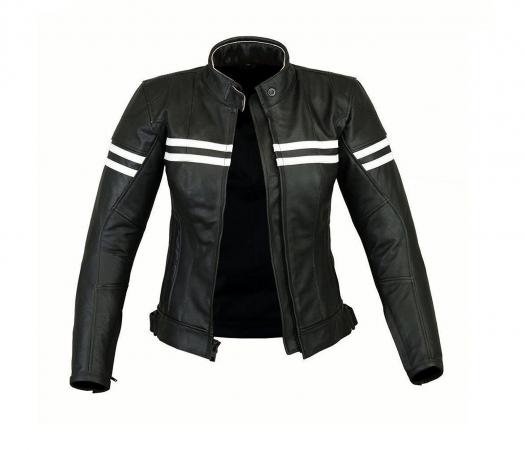Profirst A Star Ladies Motorcycle Jacket (Black & White)