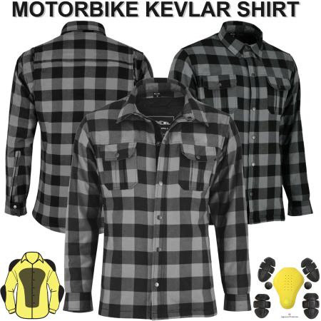 Motorbike Motorcycle Lumberjack Made With Kevlar Shirt With Protection CE Armour
