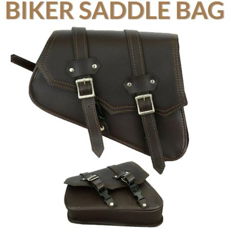 Motorcycle Left Saddle Bag Motorbike Brown Leather Saddle Bag Pannier Brown UK