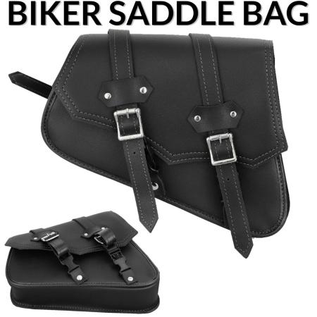 MOTORCYCLE TOOL BAG MOTORBIKE LEATHER SADDLE BAG LUGGAGE BLACK