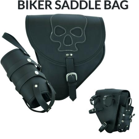 Motorbike Motorcycle Saddlebag Leather Storage Tool Luggage Bag Wd Bottle Holder
