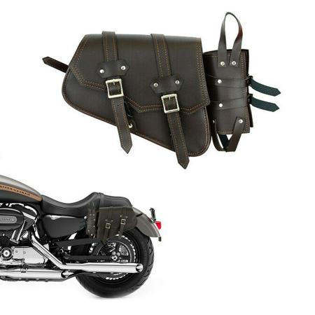 Motorcycle Saddle Bag Motorbike Brown Leather Saddle Bag Pannier Waterproof UK