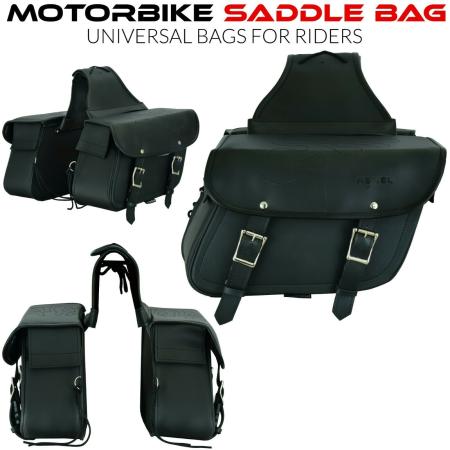 New Motorbike Genuine Leather Motorcycle Saddle Bag Waterproof Pannier Side Bags