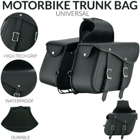 Pair of Motorbike Left Right Storage Tool Saddle Bags Motorcycle Pannier Leather