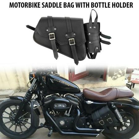 Motorcycle Waterproof Leather Luggage Motorbike Saddle Bag Pannier Side Tool Box