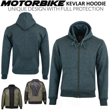 Motorbike Motorcycle CE Protection Armour Made With Kevlar Lined Fleece Hoodie