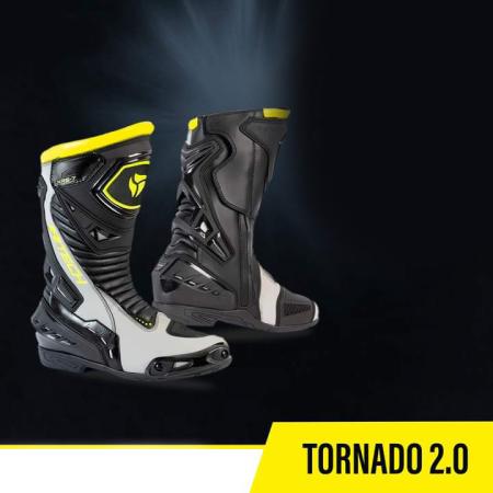 R-Tech Tornado 2.0 Racing Boots - Black/Grey/Yellow Fluor