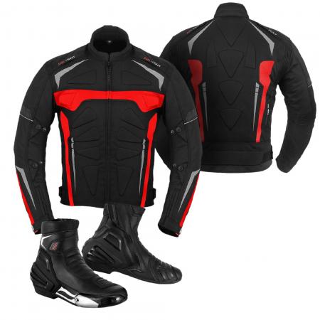 VESTE PROFIRST MOTOWIZARD ROUGE AVEC CHAUSSURES NOIR