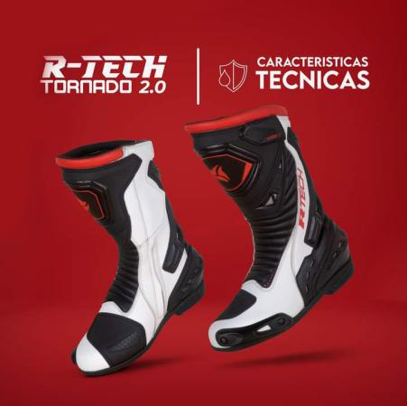 R-Tech Tornado 2.0 WP Racing Boots Black/White/Red