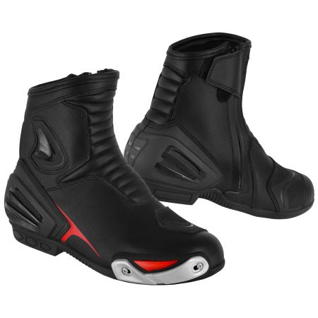 Leather Motorbike Short Boots Shoes Motorcycle Waterproof  Red Biker Racing Sports