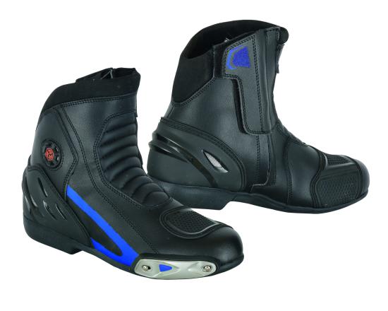 Leather Motorbike Short Boots Shoes Motorcycle Waterproof  Blue