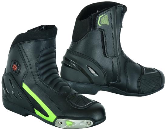 Leather Motorbike Short Green Black Shoes