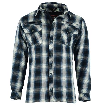 MotorCycle Blue Cream Check Shirt