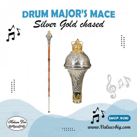 Drum Major's Mace for Children | Silver-Gold | Chased