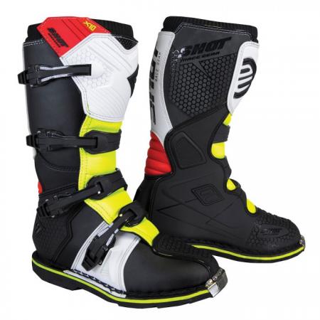 BIKE IT-Shot X10 2.0 MX Boots Adult – Black/Red/White/Yellow