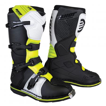 BIKE IT-Shot X10 2.0 MX Boots Adult – Black/White/Yellow