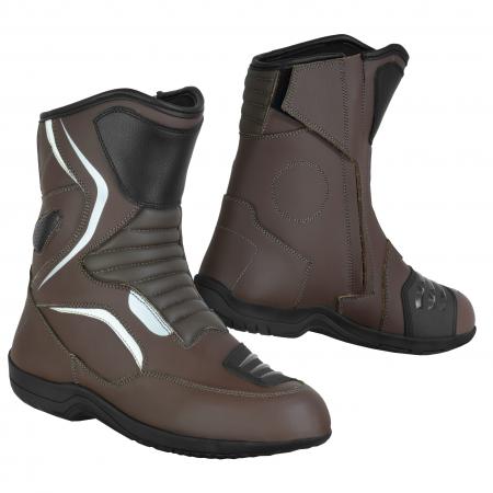 Vaster Motorcycle Boots Genuine Leather Waterproof Motorbike Shoes Brown