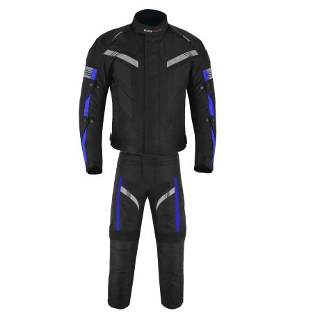 VASTER Motorcycle Suit Motorbike 2 Piece Cordura Suit Jacket + Trouser Blue