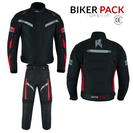 VASTER Motorcycle Suit Motorbike 2 Piece Cordura Suit Jacket + Trouser Red