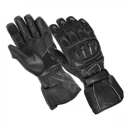 Motorbike Motorcycle Leather Gloves Vented Hard Protective Waterproof Gloves Cowhide Leather with Amara Silicon Black
