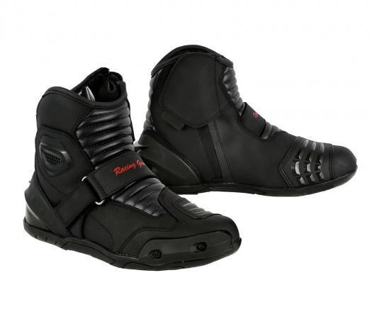 Profirst Short Ankle Leather biker boots (Black)

Premium Quality Genuine Leather Waterproof Motorbike Boots Lined with Soft Polyester inside (Extra Comfort Guarantee)
Accordion At Front & Back for Easy Movement
TPO Hard Protection at Back Heel & Ankle
Easy To Wear and Use
Side Zip